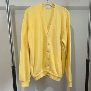 Vintage Lord Jeff Jefflinks Yellow Dupont Orlon Button Cardigan Sweater Men’s XL